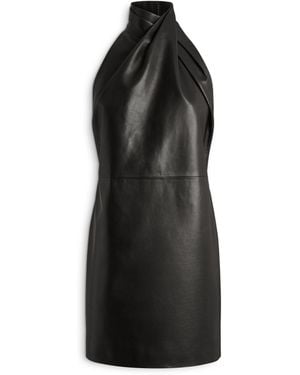 Balmain Rückenfreies Kleid Aus Lammleder - Schwarz