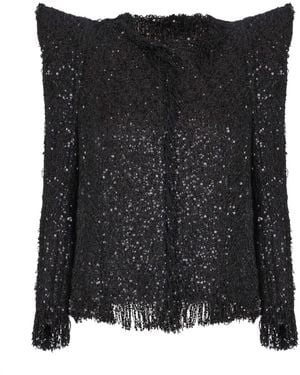 Balmain Edge-To-Edge Sequin Tweed Jacket - Black