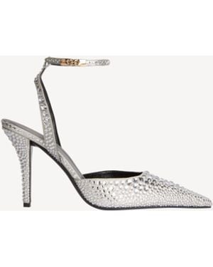 Balmain Strappy Satin Courts With Crystals - White
