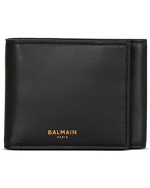Balmain Smooth Leather Trifold Wallet - Black