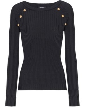 Balmain Knit Top With Buttons - Black