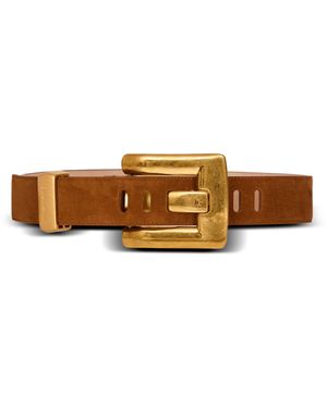 Balmain Anthem Suede Leather Belt - Brown