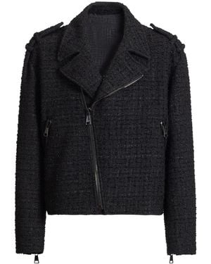 Balmain Tweed Biker Jacket - Black
