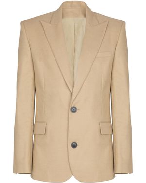 Balmain Canvas 2-Buttons Jacket - Natural