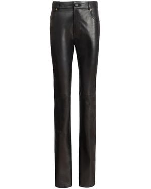 Balmain Leather High-Waisted Pants - Black