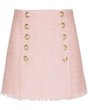 Balmain Short Sequinned Tweed Skirt - Pink
