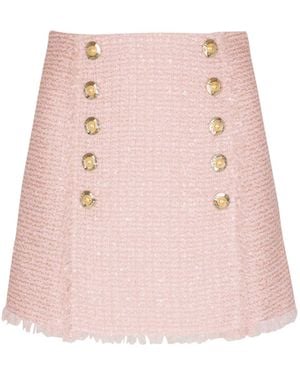 Balmain Short Sequinned Tweed Skirt - Pink
