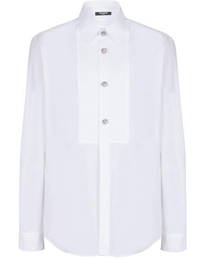 Balmain Tuxedo Embellished Button Poplin Shirt - White
