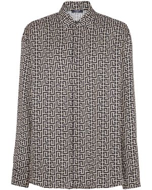 Balmain Monogrammed Flowing Shirt - Grey