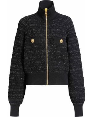 Balmain Tweed Bomber Jacket - Black