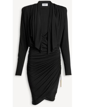 Balmain Draped Flowing Jersey Dress - Black