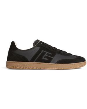 Balmain Baskets Swan En Cuir Suédé Et Lisse - Noir