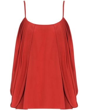 Balmain Draped Silk Crepe Top - Red