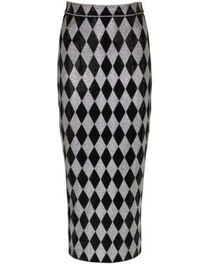 Balmain Diamond Rhinestone Midi Skirt - Black