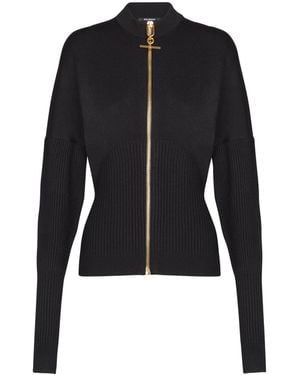 Balmain Zipped Knit Cardigan - Black