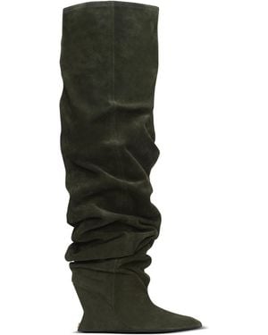Balmain Overknee-Stiefel Aus Wildleder - Schwarz