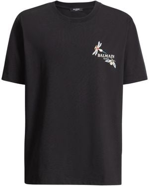 Balmain Embroidered Insect T-Shirt - Black