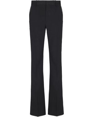 Balmain Straight-Leg Wool Trousers With Crystal Embroidery - Black