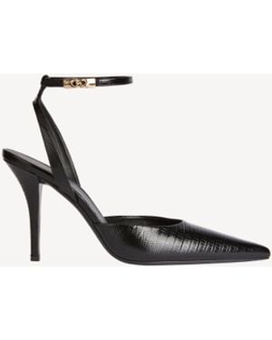 Balmain Embossed Leather Strappy Pumps - White