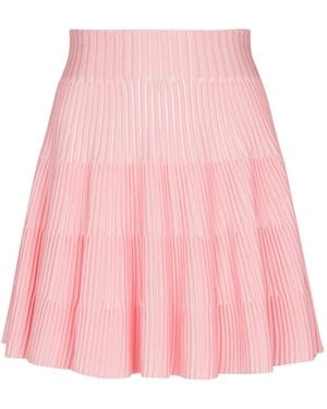 Balmain A-Line Textured Knit Skirt - Pink