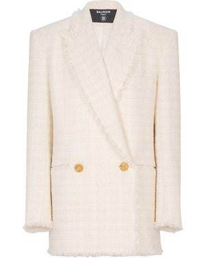 Balmain 2-Button Tweed Jacket - White