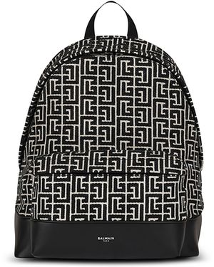 Balmain Backpack With Jacquard Monogram - Black