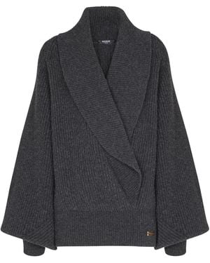 Balmain Oversized Wrap Knit Jumper - Black
