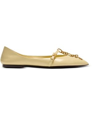 Balmain Shiny Lambskin Sync Ballet Flats - Metallic