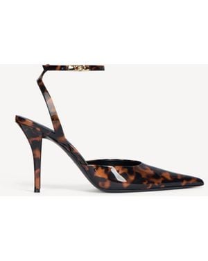 Balmain Printed Patent Leather Strappy Court Shoes - White