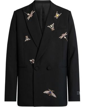 Balmain Embroidered Wool And Crystal Insect Jacket - Black