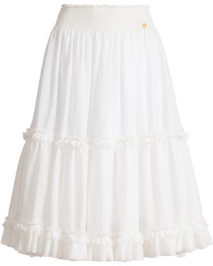 Balmain Long Gathered Skirt - White