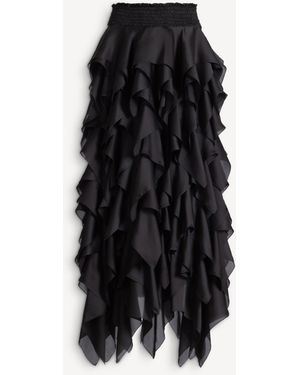 Balmain Long Ruffled Skirt - Black