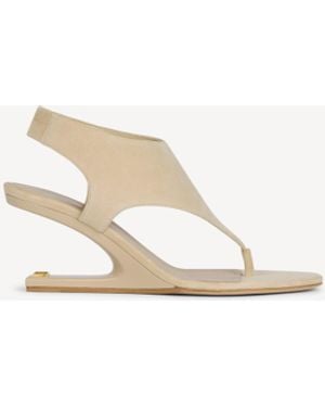 Balmain No Wedge Suede Sandals - Natural