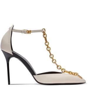 Balmain Sync Leather Stilettos With Pointed Toe - White