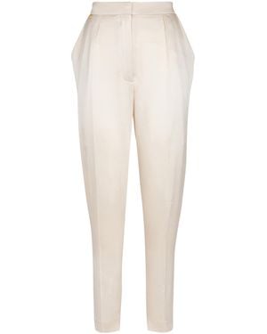 Balmain High-Waisted Silk Pants - White