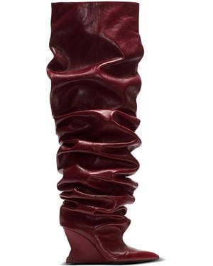 Balmain Wedge Thigh-High Boots - Red