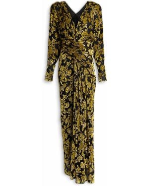 Balmain Long Velvet Jacquard Dress - Green