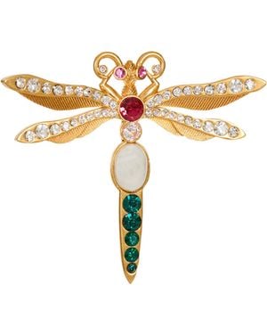 Balmain Brass And Crystal Insect Brooch - White