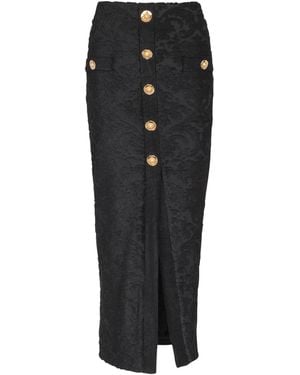 Balmain Baroque Pattern Midi Skirt - Black