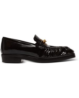 Balmain Sync Glazed Leather Loafers - Black