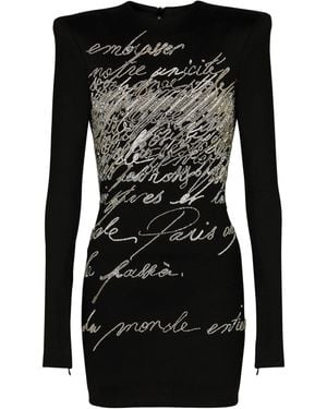 Balmain Short Dress With "Love Letter" Embroidery - Black