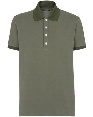 Balmain Monogram Cotton Polo - Green