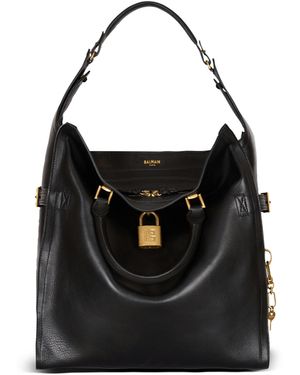 Balmain Großer Shopper Pulse Aus Gewachstem Kalbsleder - Schwarz