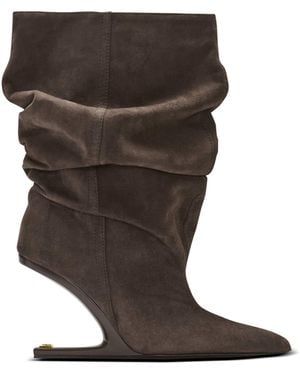 Balmain No Wedge Suede Ankle Boots - Black