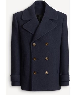 Balmain Wool Pea Coat - Blue