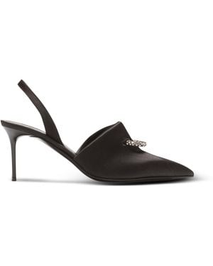 Balmain Satin Slingbacks With Piercing - Black