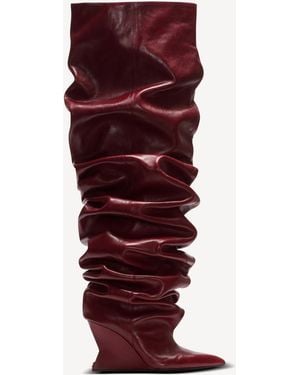 Balmain Overknee-Stiefel Mit Keilabsatz - Rot