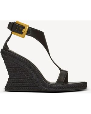 Balmain Anthem Wedge Lambskin Espadrilles - White