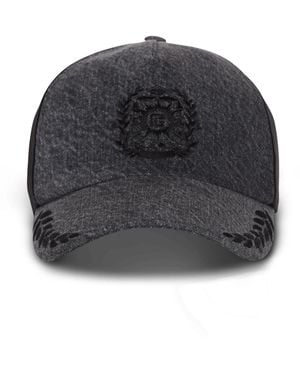 Balmain Écusson Embroidered Denim Cap - Black