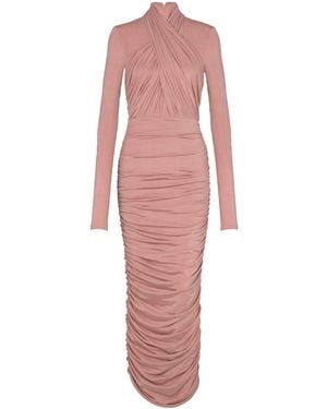 Balmain Pleated Jersey Midi Dress - Pink